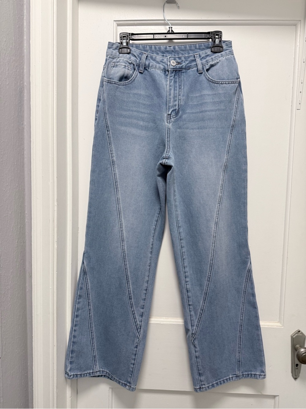 Commense Light Blue Flared Wide-Leg Jeans